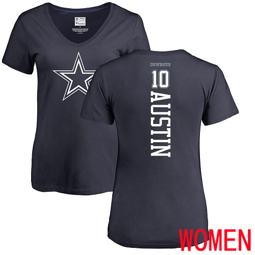 Women Dallas Cowboys Navy Blue Tavon Austin Backer #10 Nike NFL T Shirt